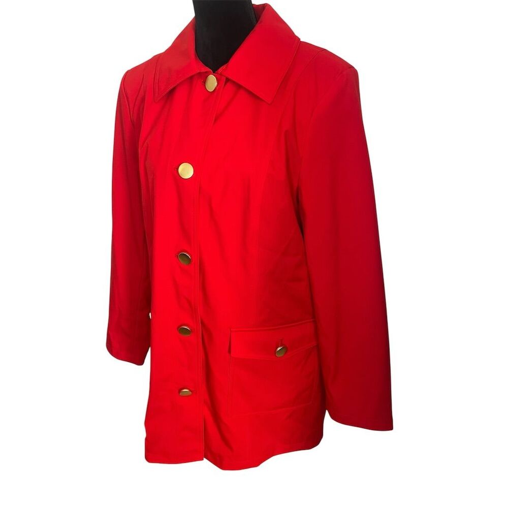 DENNIS BASSO STUNNING CLASSIC RED WATER RESISTANT JACKET WOMENS SIZE LARGE - Picture 2 of 7